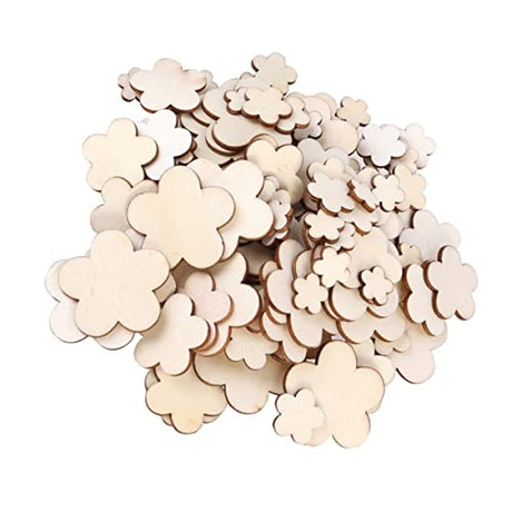 Sewroro 100pcs Flower Wood Cutouts Unfinished Wood Plum Slices Flower Wooden Wood Flower Slices Cut Wooden Plum Nativity Ornaments DIY Gifts in Bulk Sewroro