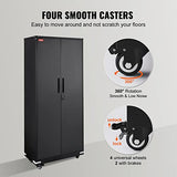 VEVOR Metal Storage Cabinet with Wheels, 75'' Locking Steel Storage Cabinet with 2 Magnetic Doors and 4 Adjustable Shelves for Office, Garage, Home VEVOR