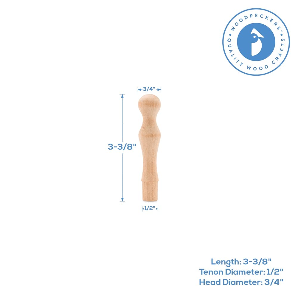 Woodpeckers Mug Hooks, 3-3/8 inch Unfinished Wood Pegs for Hanging, Hook Racks, and Crafts, Pack of 25 Decorative Wooden Wall Hooks Woodpeckers