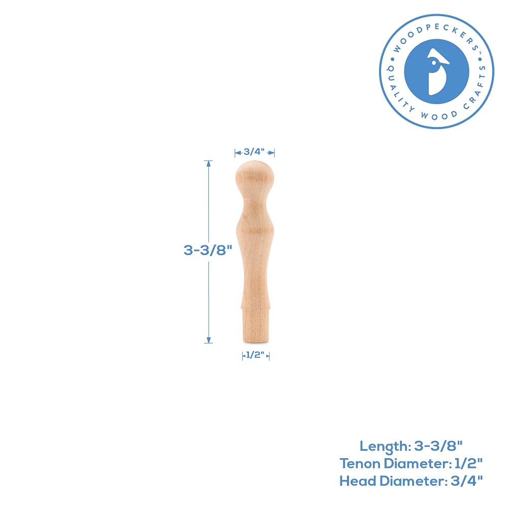 Woodpeckers Mug Hooks, 3-3/8 inch Unfinished Wood Pegs for Hanging, Hook Racks, and Crafts, Pack of 25 Decorative Wooden Wall Hooks - WoodArtSupply