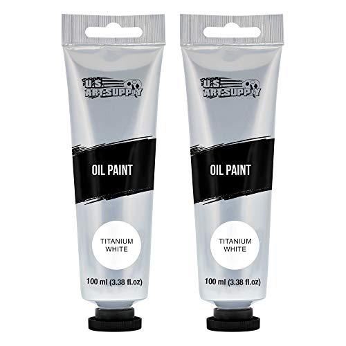 U.S. Art Supply Artists Oil Color Paint, Titanium White, 2 Extra-Large 100ml Tubes - Professional Grade, Excellent Tinting Strength, Mixable -