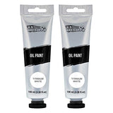 U.S. Art Supply Artists Oil Color Paint, Titanium White, 2 Extra-Large 100ml Tubes - Professional Grade, Excellent Tinting Strength, Mixable - U.S. Art Supply