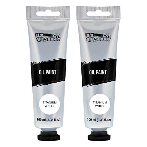 U.S. Art Supply Artists Oil Color Paint, Titanium White, 2 Extra-Large 100ml Tubes - Professional Grade, Excellent Tinting Strength, Mixable - - WoodArtSupply