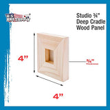 U.S. Art Supply 4" x 4" Birch Wood Paint Pouring Panel Boards, Studio 3/4" Deep Cradle (Pack of 5) - Artist Wooden Wall Canvases - Painting U.S. Art Supply
