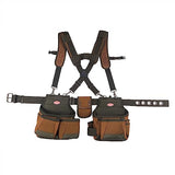 Bucket Boss - AirLift Tool Belt with Suspenders, Tool Belts - Original Series (50100) with 12 pockets, Brown , 52 Inch Bucket Boss