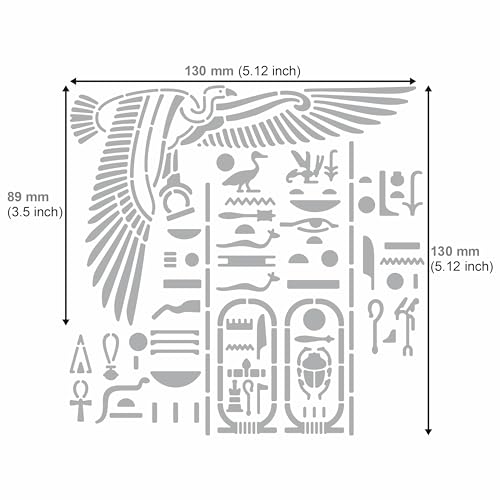 Aleks Melnyk No.449 Metal Stencil, Egyptian Hieroglyphics and God Nekhbet, Small Stencil, 1 PC, Template for Wood Burning, Engraving, Crafting, - WoodArtSupply