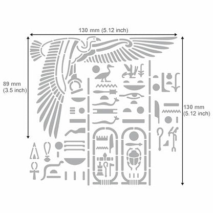 Aleks Melnyk No.449 Metal Stencil, Egyptian Hieroglyphics and God Nekhbet, Small Stencil, 1 PC, Template for Wood Burning, Engraving, Crafting, - WoodArtSupply