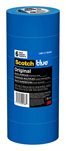Scotch Painter's Tape Original Multi-Surface Painter's Tape, 1.88 Inches x 60 Yards, 6 Rolls, Blue, Paint Tape Protects Surfaces and Removes Easily, ScotchBlue