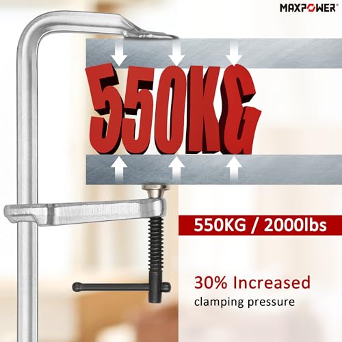 MAXPOWER Heavy Duty F Clamp 12-Inch x 4-3/4-Inch Throat (300 x 120mm Throat), Pack of 1 MAXPOWER