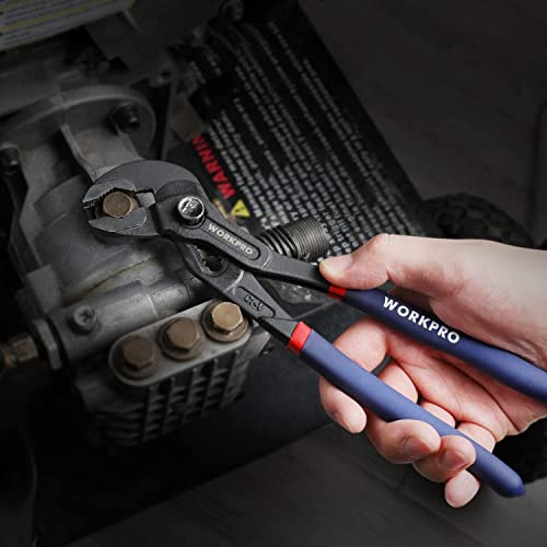 WORKPRO 2 Piece Groove Joint Pliers Set, 7 & 10-Inch Fast Adjustable Water Pump Pliers, V-Jaw Tongue and Groove Pliers in CRV Steel WORKPRO