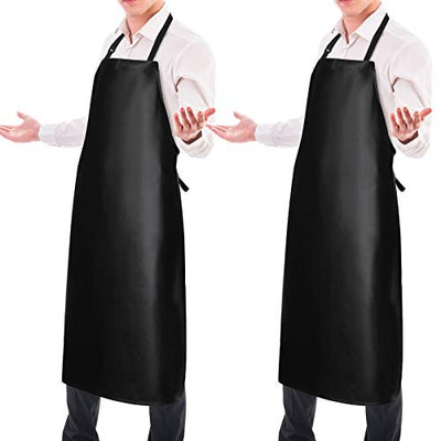 2 Pack Waterproof Rubber Vinyl Apron 40" Aprons for Men Heavy Duty Chemical Resistant Work Apron Extra Long Grilling Aprons with Adjustable Bib Apron