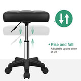 FURWOO Rectangle Rolling Stool with Wheels Height Adjustable Swivel Stool Chair for Spa Salon Massage Black FURWOO