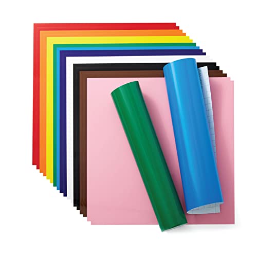 Cricut Vinyl Permanent - Rainbow Sampler, 12x12 Vinyl Sheets, Create Long-Lasting DIY Projects, Durable Adhesive Vinyl for Cricut Machines, (Pack of - WoodArtSupply