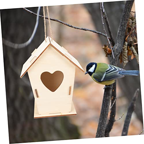 Yardwe 4 Pcs Wooden Bird House Wooden Bird Hut Natural Unfinished Wood Birdhouse Unfinished Birdhouse to Paint Artificial Birds House Bird House Yardwe