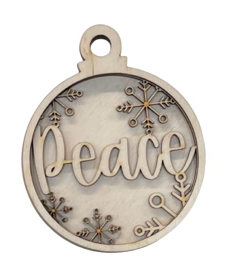 Peace & Snowflakes Door Sign 3 Pieces Laser Cut Out Unfinished RND47 - WoodArtSupply