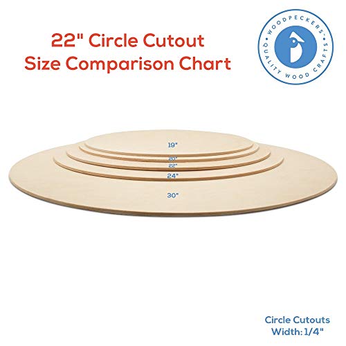 Wood Plywood Circles 22 inch, 1/4 Inch Thick, Round Wood Cutouts, Pack of 1 Baltic Birch Unfinished Wood Plywood Circles for Crafts, by Woodpeckers