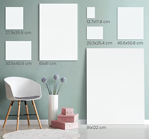 Arteza Stretched Canvas, Multipack of 10, 5 x 7, 8 x 10, 11 x 14, 12 x 16, 16 x 20 Inches – 2 of Each, 100% Cotton, 8 oz Gesso-Primed, Art Supplies ARTEZA