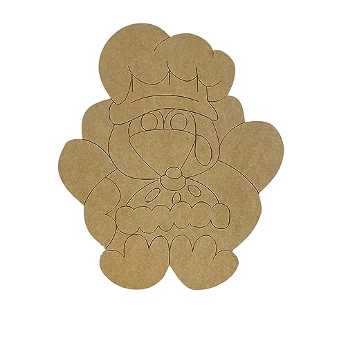 Turkey with Pie, Thanksgiving Shape Unfinished Wood Cutout, Paint by Line Build-A-Cross