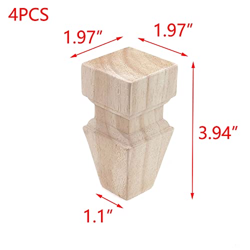 T Tulead Wood Furniture Legs Unfinished Cabinet Feet 100mm Height Sofa Replacement Table Chair Couch Legs Pack of 4 T Tulead