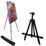 RRFTOK Artist Easel Stand,Metal Tripod Adjustable Easel for Painting Canvases Height from 17 to 66 Inch,Carry Bag for Table-Top/Floor Drawing and RRFTOK