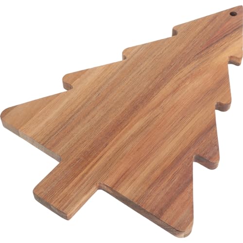 Amosfun Christmas Tree Charcuterie Board, Xmas Cutting Board Fruit Tray Holiday Cheese Board Wooden Appetizer Tray Sushi Serving Tray Dessert Candy - WoodArtSupply