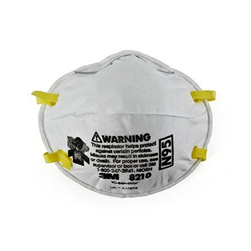 3M Personal Protective Equipment Particulate Respirator 8210 + N95 + Smoke + Dust + Grinding + Sanding + Sawing + Sweeping (Box/20)