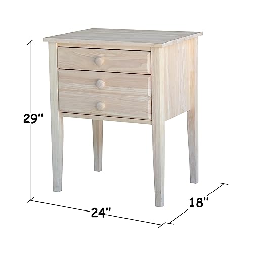 International Concepts Accent Table with Drawers Unfinished