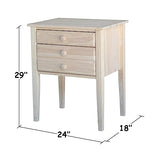 International Concepts Accent Table with Drawers Unfinished IC International Concepts