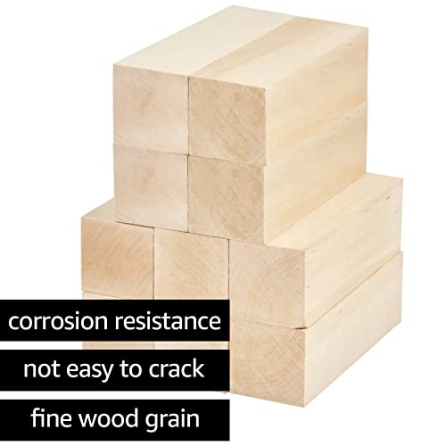 ACXFOND 10 Pack Basswood Carving Blocks, 4x2x2 inch Unfinished Wood Blocks for Crafts, Wood Carving Blocks Cubes for Home, Arts, Crafts, Class,