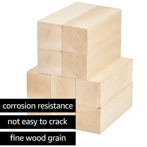 ACXFOND 10 Pack Basswood Carving Blocks, 4x2x2 inch Unfinished Wood Blocks for Crafts, Wood Carving Blocks Cubes for Home, Arts, Crafts, Class, - WoodArtSupply