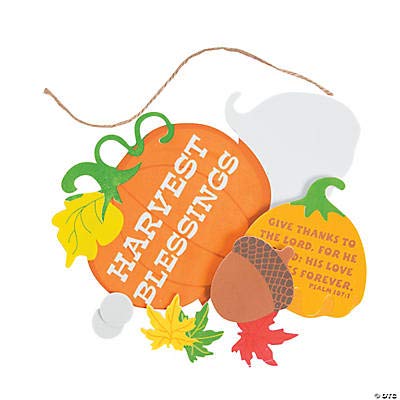 Fun Express Harvest Blessings Sign Craft Kit - Makes 12 - Thanksgiving Crafts for Kids