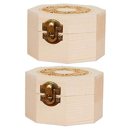 Zerodeko 2 Pcs Gift Box Tea Leaf Organizer Earring Organizer for Women Wooden Tea Coffee Case Wood Tea Storage Case Chest for Tea Bag Unfinished Wood