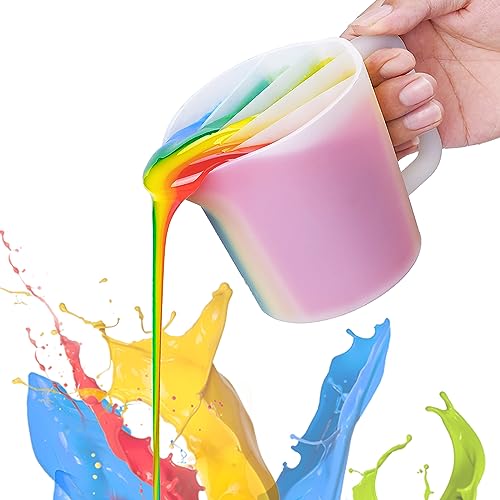 LET'S RESIN 17OZ/500ML Split Cup with Handle, Thicken & Easy Clean Split Cups for Paint Pouring with 5 Channels, Silicone Reusable Fluid Art Split