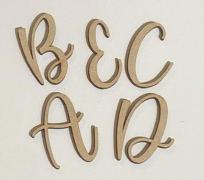 Nursery Baby Decor Wall Hanging MDF Cutout, Cailyn Bloom 6 Inch H Wooden Letter Unfinished Craft, Paintable DIY Kids Learning Letters