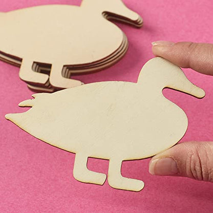 Pack of 24 Unfinished Wooden Duck Cutouts - Blank Wood Cutouts are Ready for DIY Kids Crafts, Activities, and Decor from Factory Direct Craft