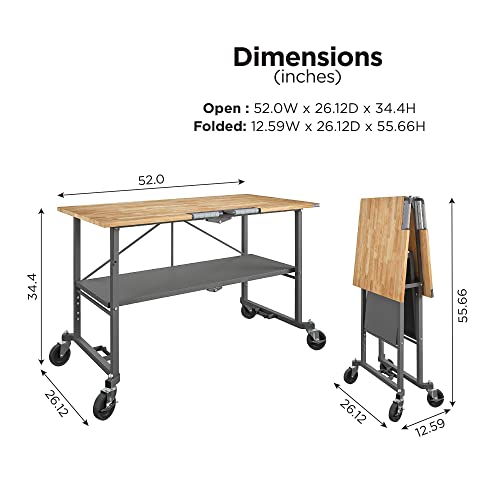 COSCO SmartFold Portable Workbench/Folding Utility Table (Gray Steel Frame) - WoodArtSupply