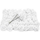 Bright Creations 3" Artificial Rose Flowers 60pcs Real Looking Fake Rose with Stem for DIY Wedding Bouquets and Bridal Shower, White Bright Creations