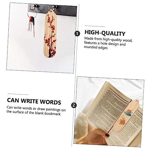 TEHAUX 20pcs Wooden Blank Bookmark Unfinished Wooden Slices Unfinished Hanging Tags Unfinished Wooden Crafts Wood Art Bookmarks Wooden Craft TEHAUX