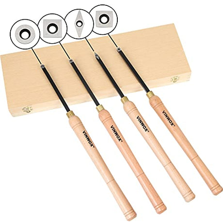 VINWOX 20" Full Size 4 PCS Carbide Wood Lathe Turning Tool Set, Carbide Wood Lathe Chisel Set, Carbide Lathe Turning Tool, Carbide Turning Tool VINWOX