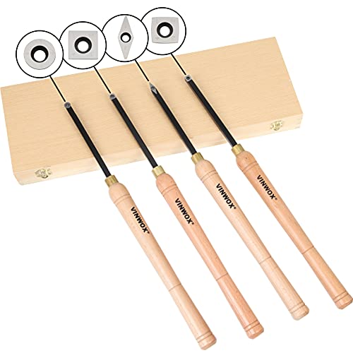 VINWOX 20" Full Size 4 PCS Carbide Wood Lathe Turning Tool Set, Carbide Wood Lathe Chisel Set, Carbide Lathe Turning Tool, Carbide Turning Tool - WoodArtSupply