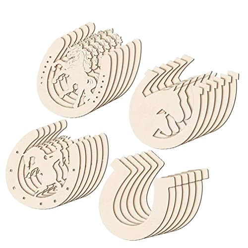 EXCEART 24pcs Unfinished Wooden Horseshoes Blank Wood Discs Slices Horseshoe Shape Wood Cutouts Horseshoe Shape Wooden Cutouts Discs - WoodArtSupply