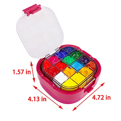 Paint Saver Storage Palette Box 16-Well Portable Airtight (Red, 0.95”x 4.6”x 3.5")