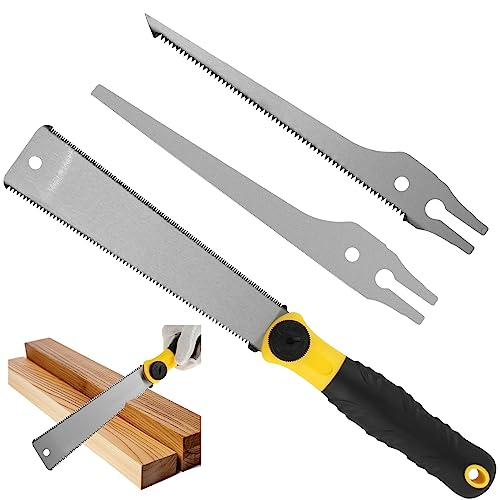 Japanese Hand Saw Sharp High Carbon Steel Pull Saw Ergonomic Non-slip Flush Cut Saw with 3 Saw blades Cutting Trimming Tool for Woodworking Pruning
