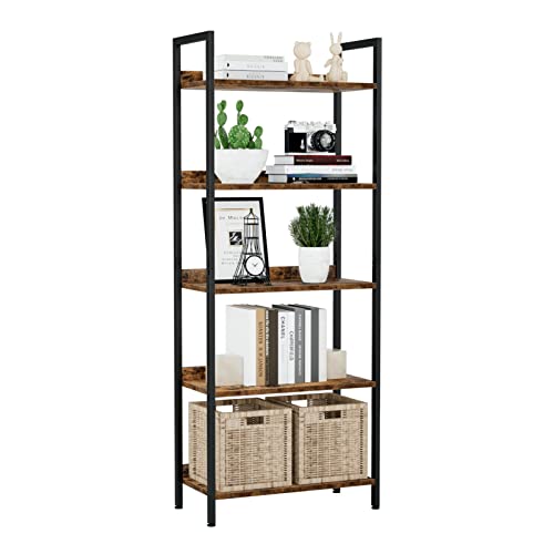 NUMENN Vintage 5-Tier Multifunctional Bookshelf and Storage Organizer - WoodArtSupply