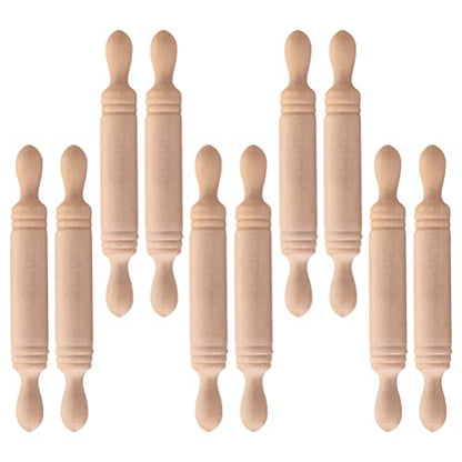 10pcs Wooden Miniature Rolling Pin Doll House Rolling Pole Rolling Pin Models Wood Handle Rolling Pin Mini House Props for Crafts, Doll Houses… - WoodArtSupply