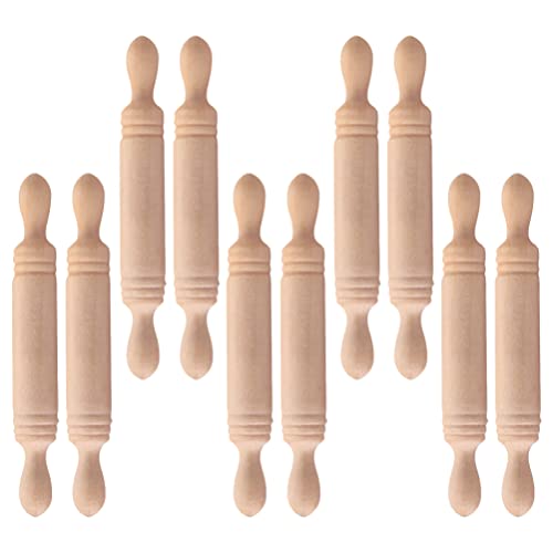 10pcs Wooden Miniature Rolling Pin Doll House Rolling Pole Rolling Pin Models Wood Handle Rolling Pin Mini House Props for Crafts, Doll Houses… - WoodArtSupply