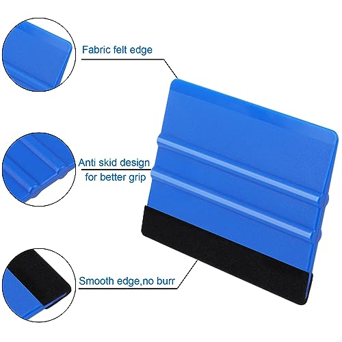 WRAPXPERT Blue Felt Squeegee,2 Pcs Squeegee for Vinyl,Medium Hardness Vinyl Squeegee Scraper Tool Kit for Crafts Car Wrap Window Tint Wallpaper Glass - WoodArtSupply