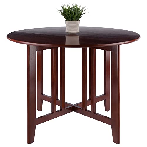 Winsome Wood Alamo, , Double Drop Leaf, Round Table Mission, Walnut, 42-Inch/ 41.97 in x 41.97 in x 29.65 in - WoodArtSupply