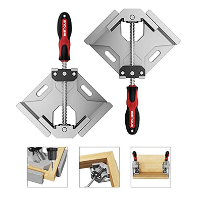 WETOLS Corner Clamp 2pcs 90 Degree Right Angle Clamp with Adjustable Aluminum Alloy Swing Jaw, Single Handle Clamps for Woodworking, Photo Framing,