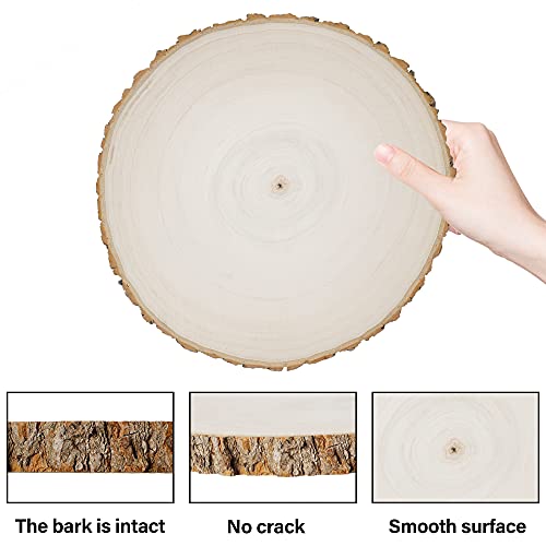 Prsildan 4 Pack Large Wood Circle Slices, 8 to 10 Inches DIY Unfinished Wood Table Centerpieces, Natural Rustic Round Crafts for Indoor Christmas Prsildan
